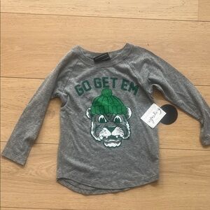 Tiny Whales Gray Long Sleeve Tee with Go Get ‘Em Tiger Graphic